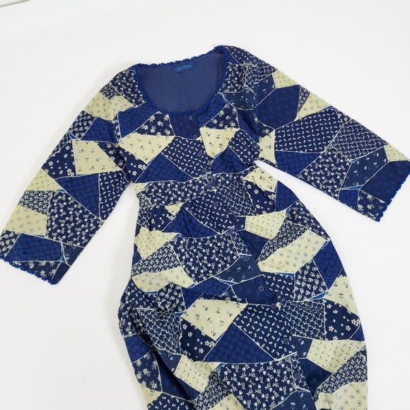 April Cornell Patchwork Midi Dress Cardigan Set 3/4 Sleeve Button Down Long - Picture 3 of 16